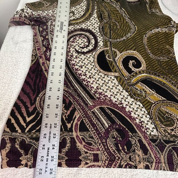 Chico's Womens Paisley Mock Neck Top Size 1 Multicolor Long Sleeve Lightweight - Picture 9 of 9